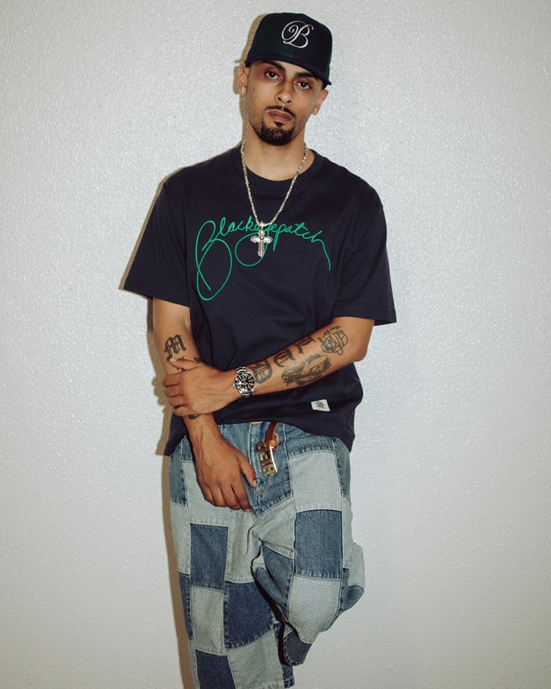 画像3: BlackEyePatch/SLOPPY SCRIPT TEE(NAVY)