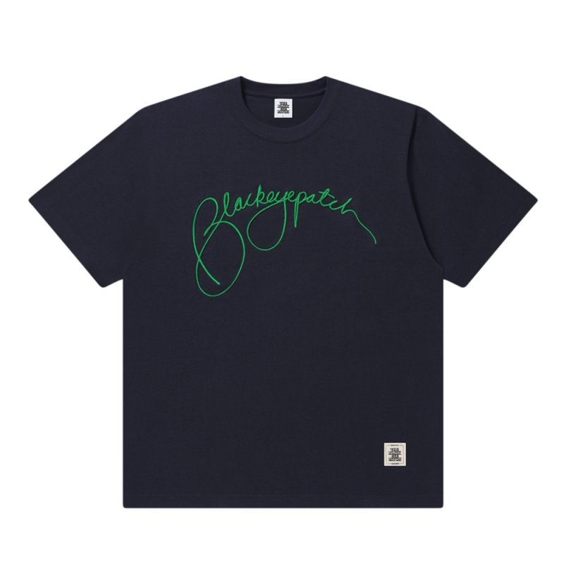 画像1: BlackEyePatch/SLOPPY SCRIPT TEE(NAVY)