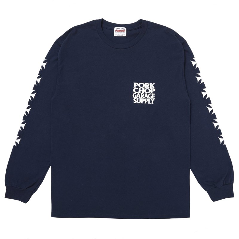 画像1: PORKCHOP/C&H LOGO L/S TEE（NAVY）［C&Hロゴ長袖T-26秋冬］