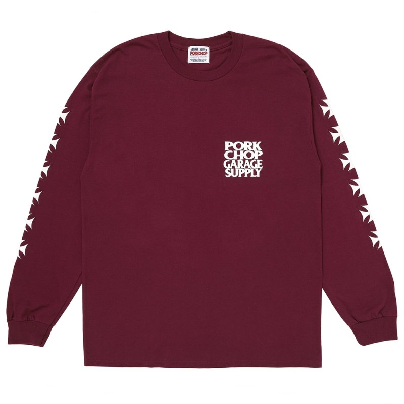 画像1: PORKCHOP/C&H LOGO L/S TEE（MAROON）［C&Hロゴ長袖T-26秋冬］