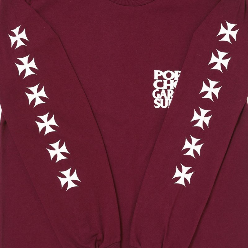 画像3: PORKCHOP/C&H LOGO L/S TEE（MAROON）［C&Hロゴ長袖T-26秋冬］