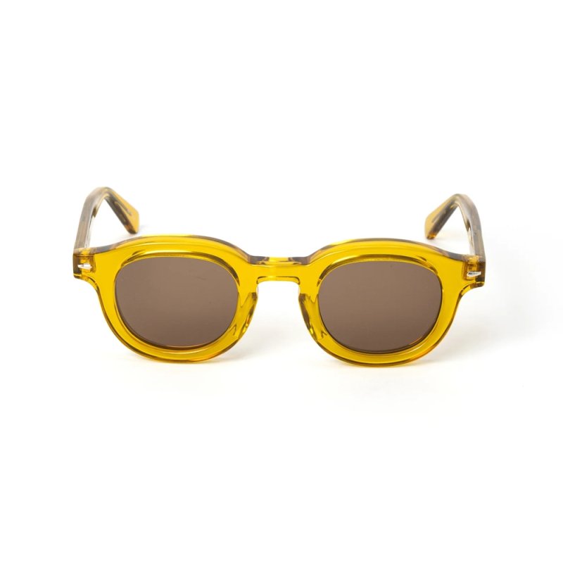 画像2: CALEE/B/W TYPE WIDE RIM GLASSES ＜BEER COLOR＞（YELLOW/BROWN）［サングラス-26秋冬］