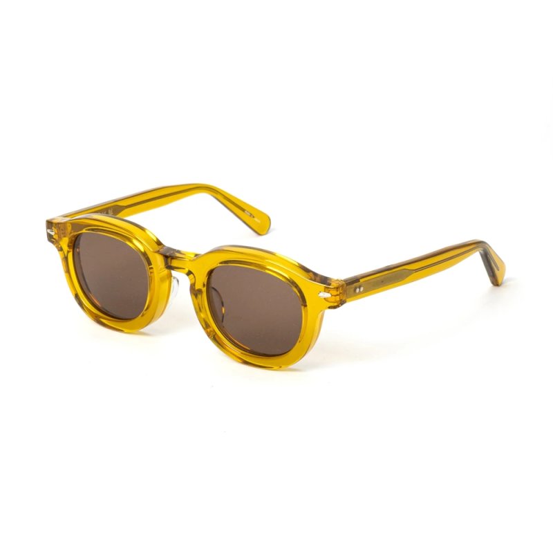 画像1: CALEE/B/W TYPE WIDE RIM GLASSES ＜BEER COLOR＞（YELLOW/BROWN）［サングラス-26秋冬］