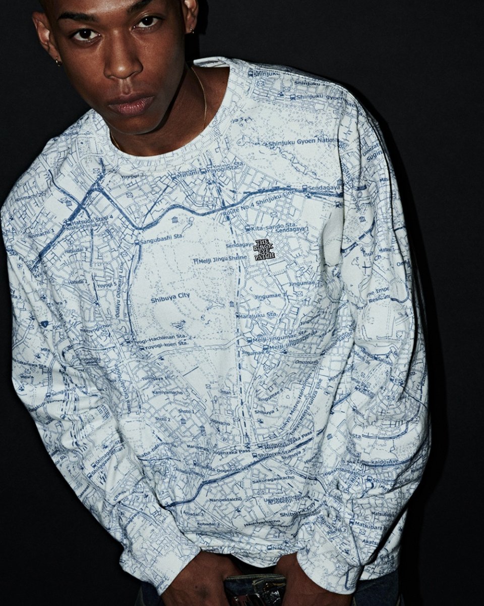 画像3: BlackEyePatch/TOKYO METROPOLIS MAP HEAVYWEIGHT L/S TEE（WHITE） (3)