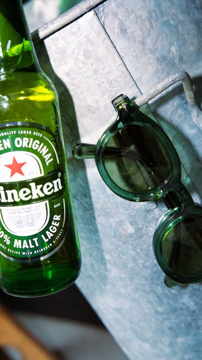 画像3: CALEE/B/W TYPE WIDE RIM GLASSES ＜BEER COLOR＞（GREEN/KHAKI）［サングラス-26秋冬］ (3)
