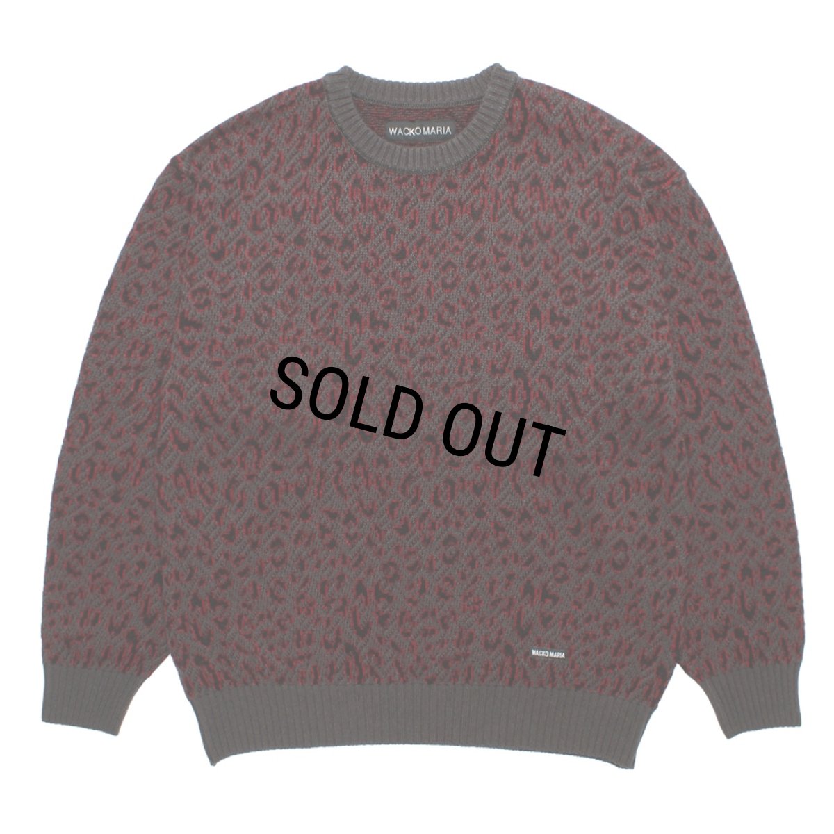 画像1: WACKO MARIA/LEOPARD JACQUARD KNIT SWEATER（CHARCOAL）［レオパードジャガードニットセーター-26秋冬］ (1)
