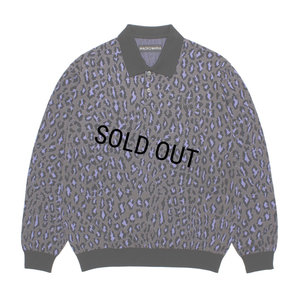 画像1: WACKO MARIA/LEOPARD JACQUARD POLO SHIRT（CHARCOAL）［レオパードジャガードニットポロシャツ-26秋冬］ (1)