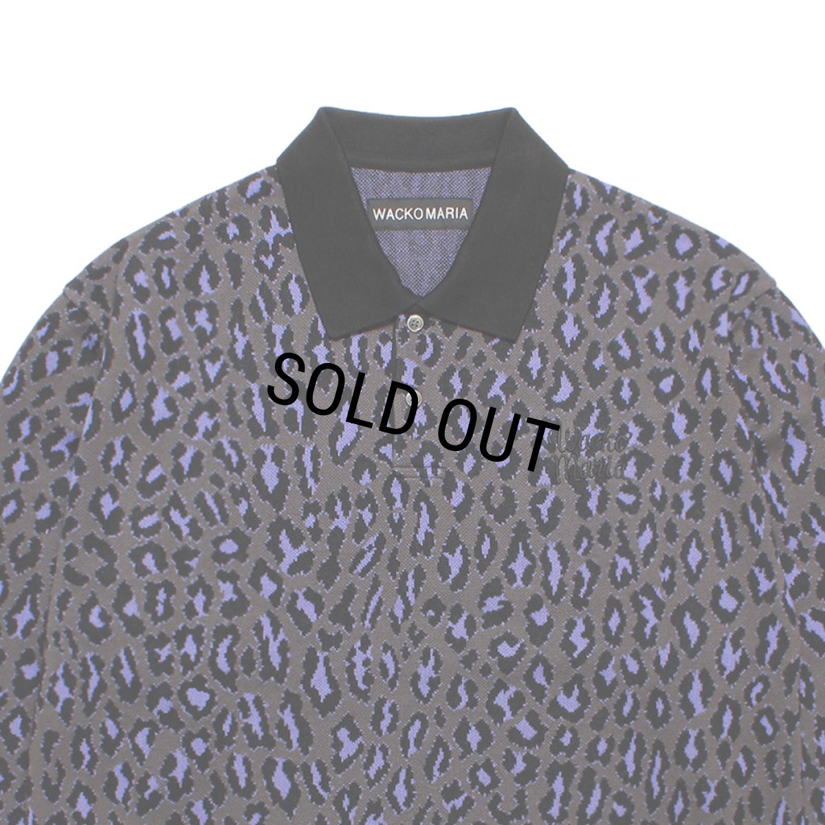 画像2: WACKO MARIA/LEOPARD JACQUARD POLO SHIRT（CHARCOAL）［レオパードジャガードニットポロシャツ-26秋冬］ (2)