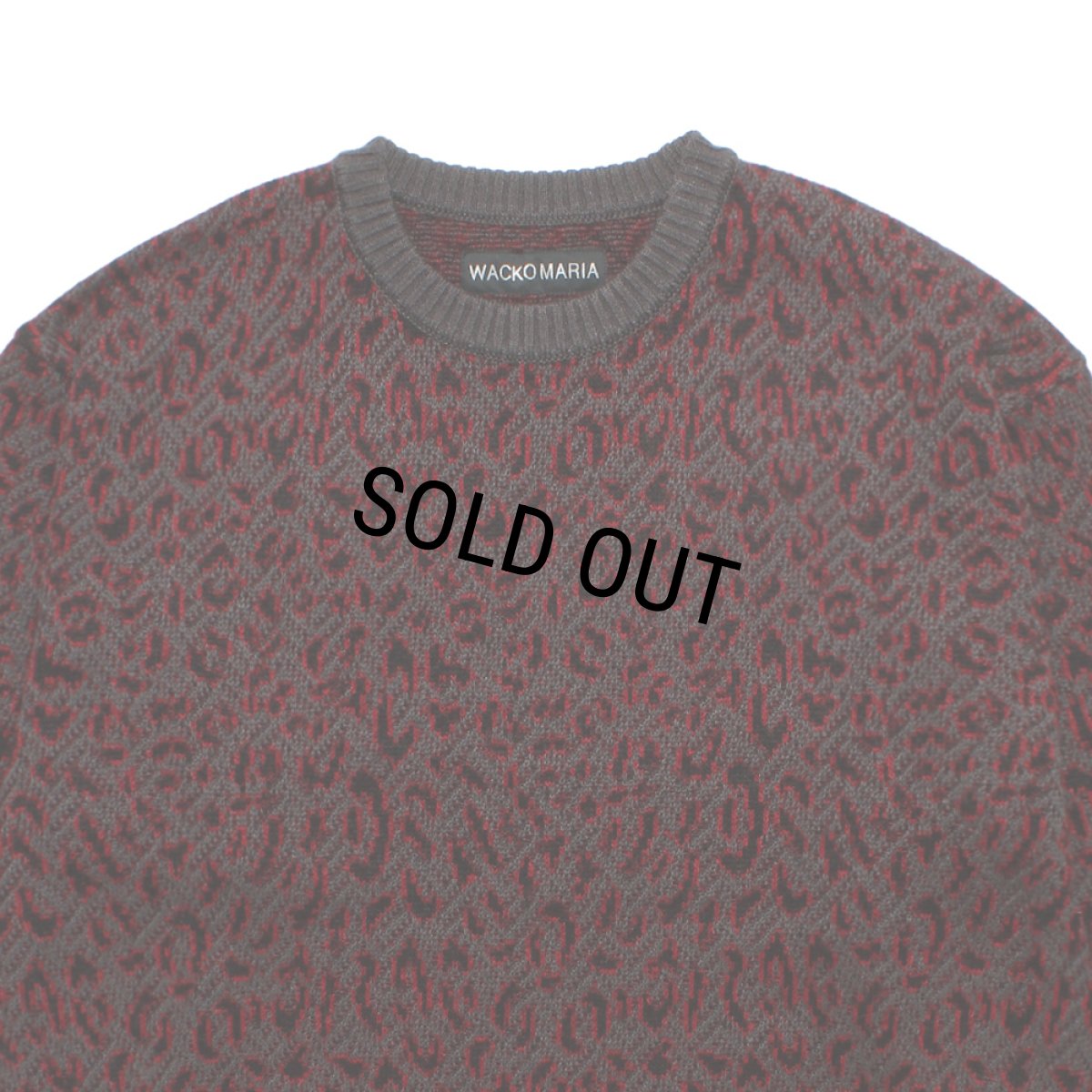 画像2: WACKO MARIA/LEOPARD JACQUARD KNIT SWEATER（CHARCOAL）［レオパードジャガードニットセーター-26秋冬］ (2)