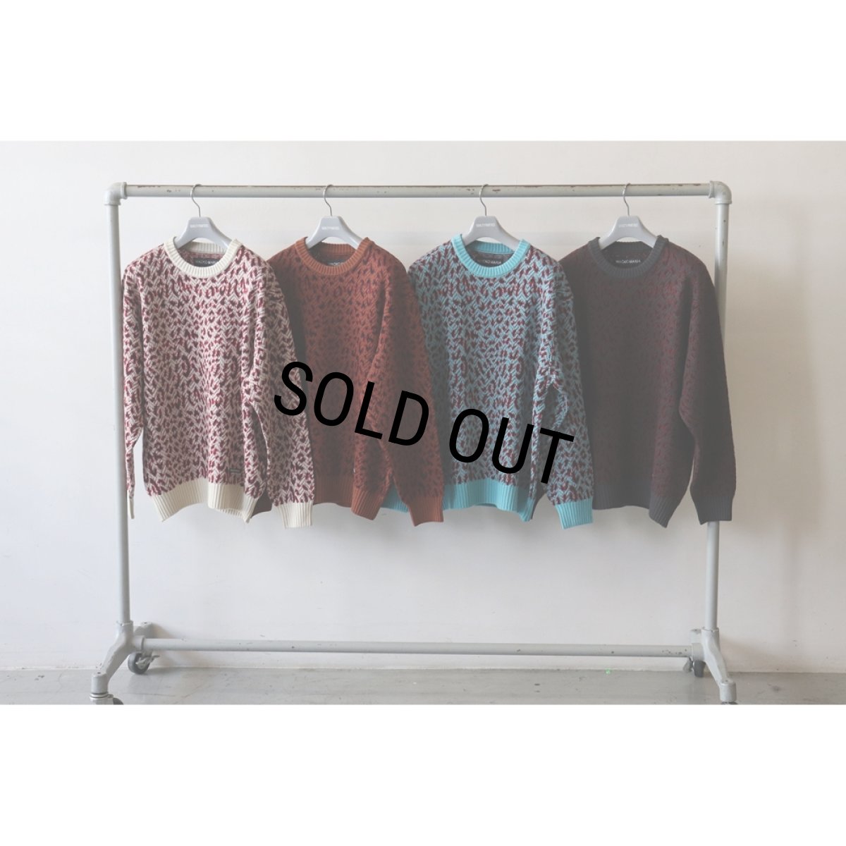 画像4: WACKO MARIA/LEOPARD JACQUARD KNIT SWEATER（CHARCOAL）［レオパードジャガードニットセーター-26秋冬］ (4)