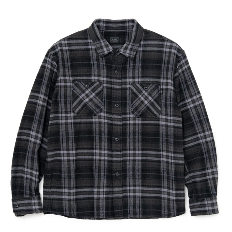 画像1: RATS/TARTAN FLANNEL CHECK SHIRT（BLACK/CHARCOAL CHECK）［タータンフランネルチェックシャツ-26秋冬］