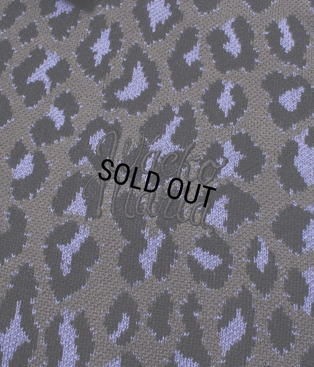 画像3: WACKO MARIA/LEOPARD JACQUARD POLO SHIRT（CHARCOAL）［レオパードジャガードニットポロシャツ-26秋冬］ (3)