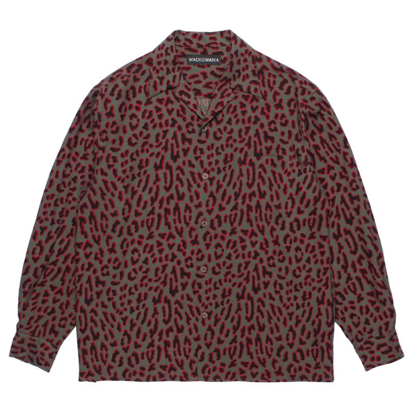 画像1: WACKO MARIA/LEOPARD HAWAIIAN SHIRT（CHARCOAL）［レオパードハワイアンシャツ-26秋冬］