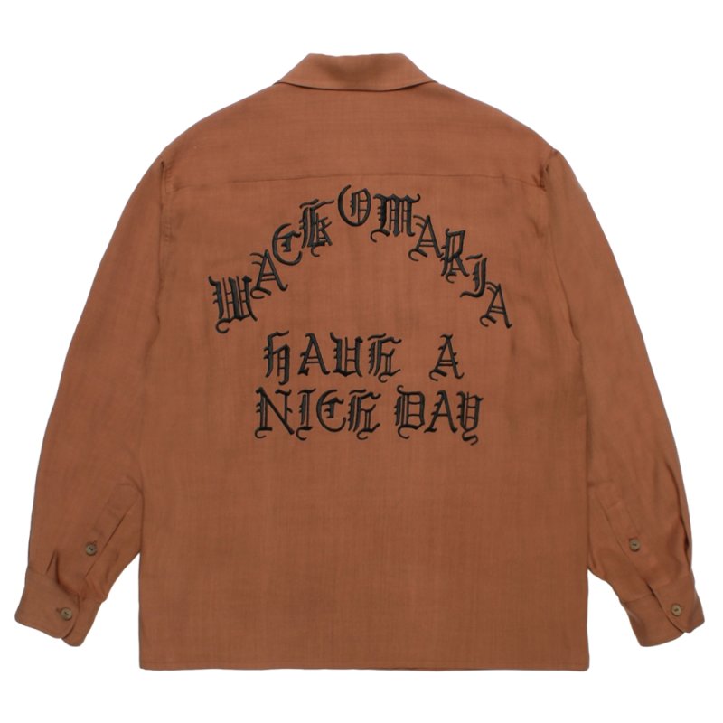 画像2: WACKO MARIA/50'S OPEN COLLAR SHIRT（BROWN）［50'Sオープンカラーシャツ-26秋冬］
