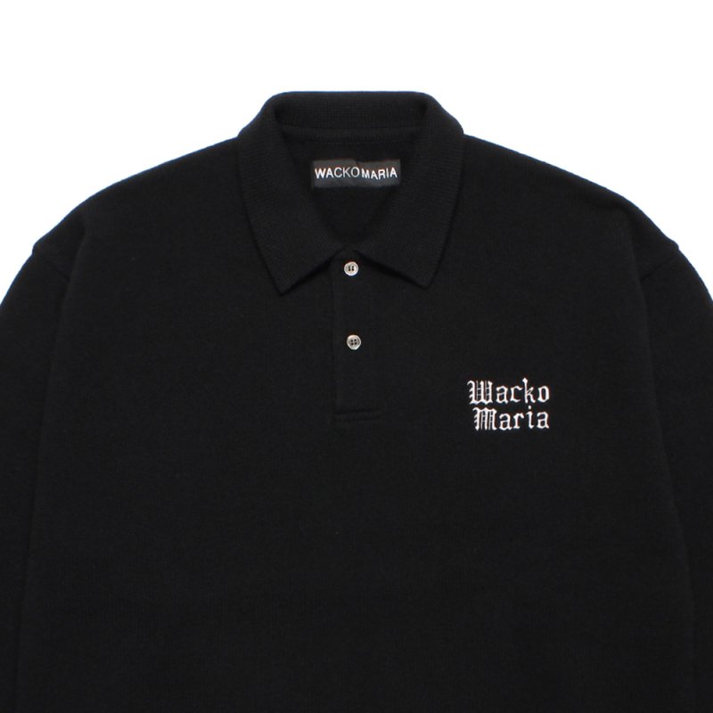 画像2: WACKO MARIA/WOOL KNIT POLO SHIRT（BLACK）［ウールニットポロシャツ-26秋冬］