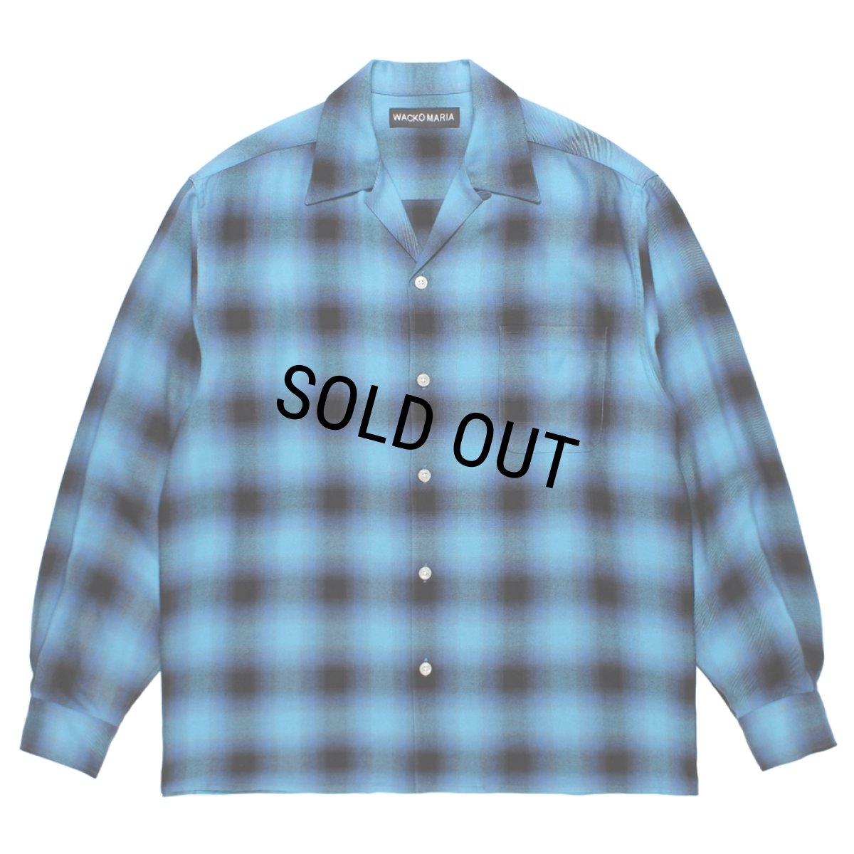 画像1: WACKO MARIA/OMBRE CHECK OPEN COLLAR SHIRT（BLUE）［オンブレチェックオープンカラーシャツ-26秋冬］ (1)