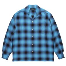 画像1: WACKO MARIA/OMBRE CHECK OPEN COLLAR SHIRT（BLUE）［オンブレチェックオープンカラーシャツ-26秋冬］ (1)