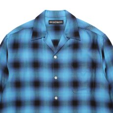 画像2: WACKO MARIA/OMBRE CHECK OPEN COLLAR SHIRT（BLUE）［オンブレチェックオープンカラーシャツ-26秋冬］ (2)
