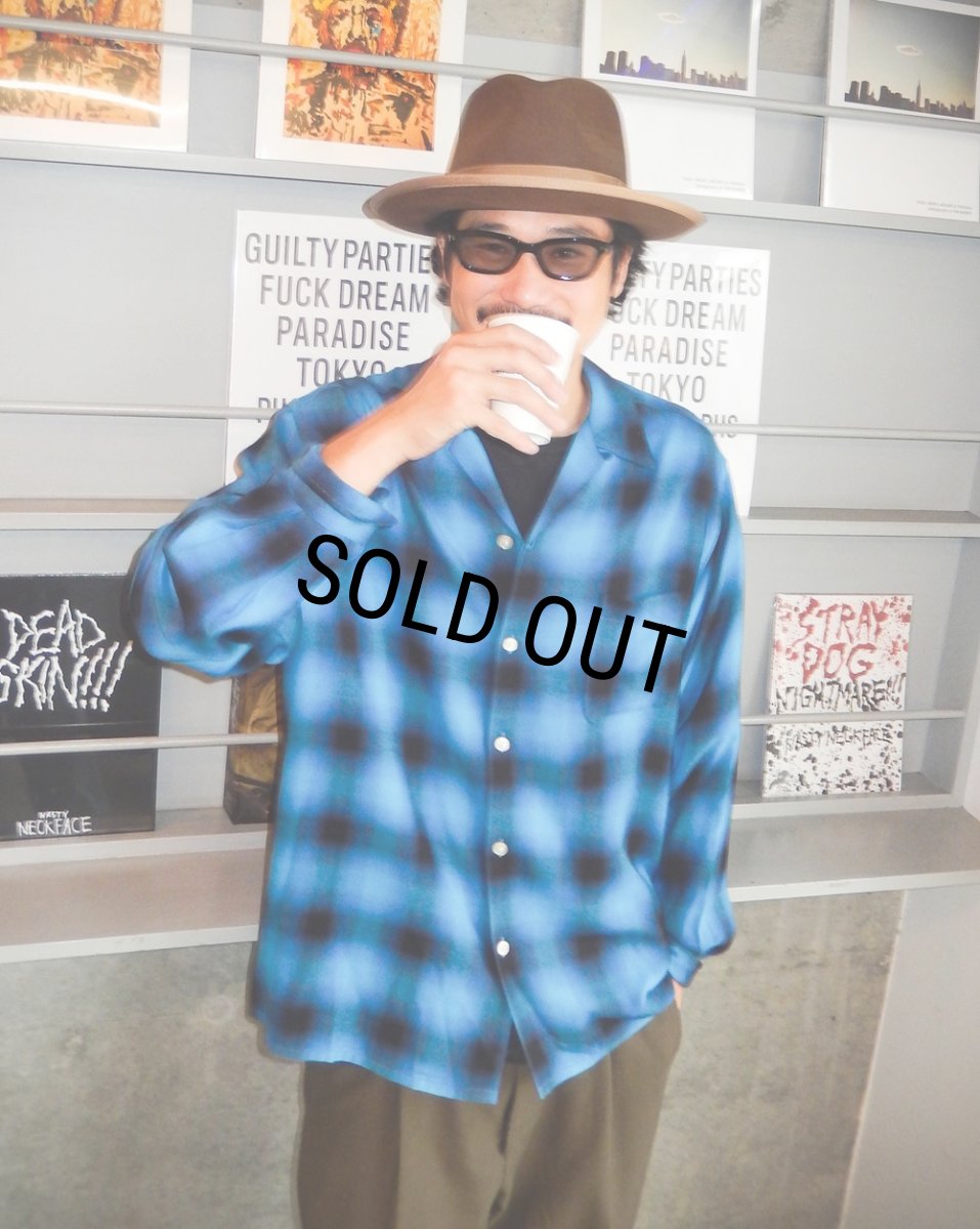 画像4: WACKO MARIA/OMBRE CHECK OPEN COLLAR SHIRT（BLUE）［オンブレチェックオープンカラーシャツ-26秋冬］ (4)