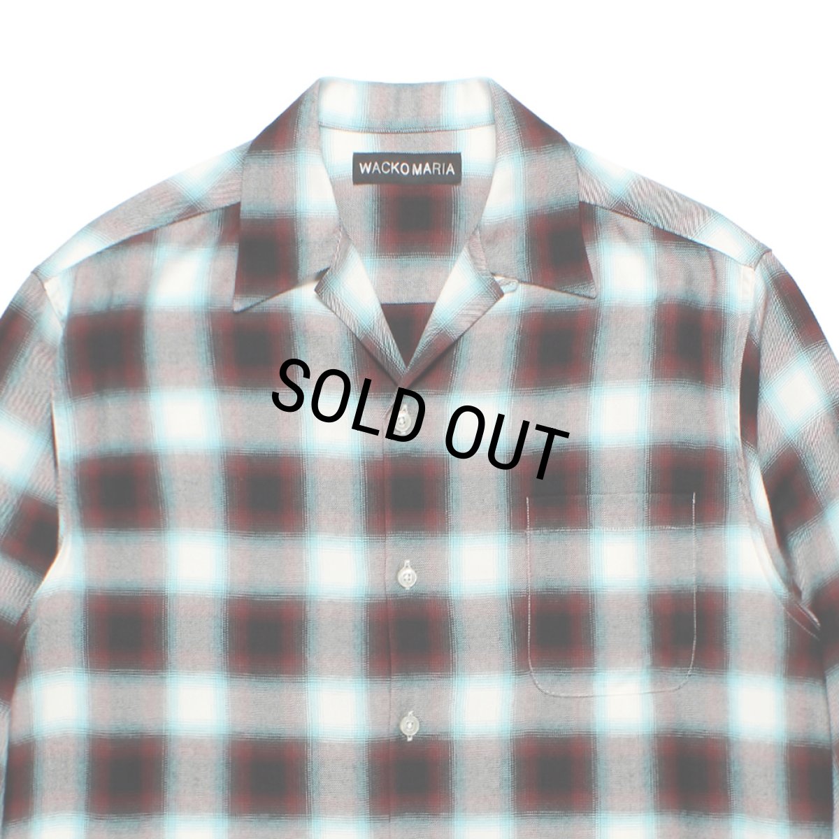 画像2: WACKO MARIA/OMBRE CHECK OPEN COLLAR SHIRT（MINT）［オンブレチェックオープンカラーシャツ-26秋冬］ (2)