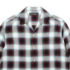 画像2: WACKO MARIA/OMBRE CHECK OPEN COLLAR SHIRT（MINT）［オンブレチェックオープンカラーシャツ-26秋冬］ (2)