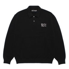 画像1: WACKO MARIA/WOOL KNIT POLO SHIRT（BLACK）［ウールニットポロシャツ-26秋冬］ (1)