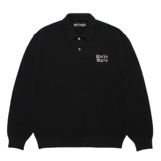 WACKO MARIA/WOOL KNIT POLO SHIRT（BLACK）［ウールニットポロシャツ