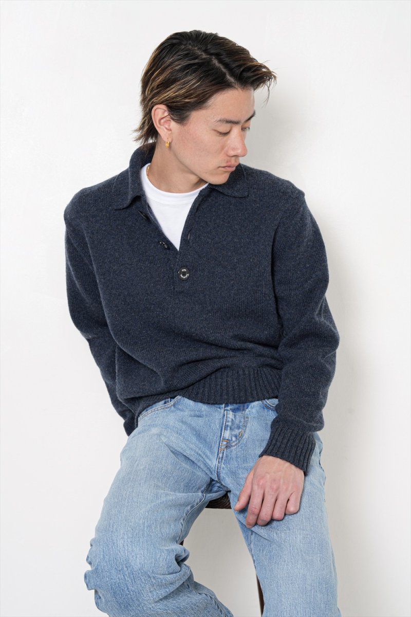 画像7: RATS/POLO KNIT L/S（INDIGO）［ポロニット-26秋冬］ (7)