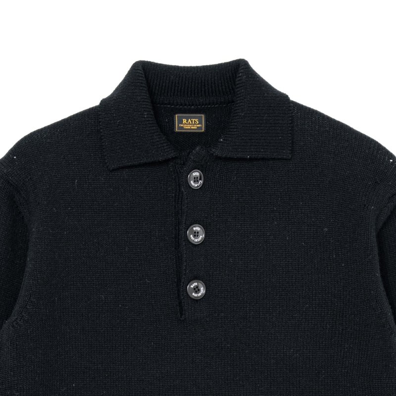 画像2: RATS/POLO KNIT L/S（BLACK）［ポロニット-26秋冬］