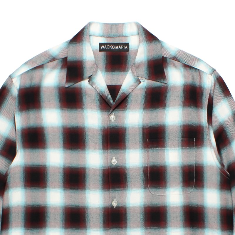 画像2: WACKO MARIA/OMBRE CHECK OPEN COLLAR SHIRT（MINT）［オンブレチェックオープンカラーシャツ-26秋冬］