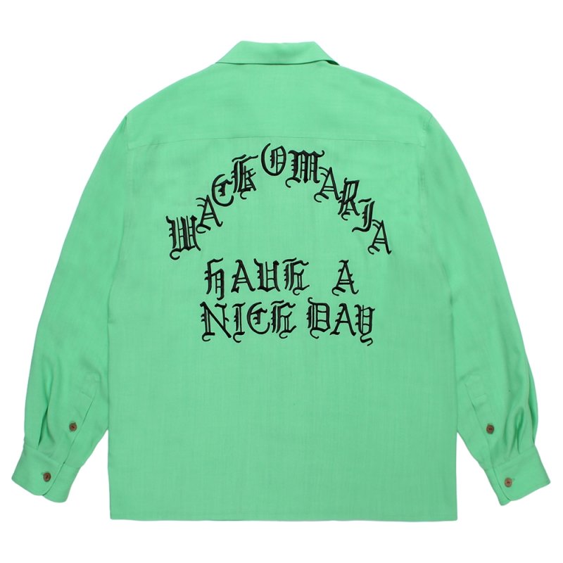 画像2: WACKO MARIA/50'S OPEN COLLAR SHIRT（GREEN）［50'Sオープンカラーシャツ-26秋冬］