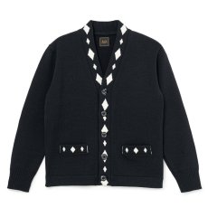 画像1: RATS/ARGYLE CARDIGAN（BLACK）［アーガイルカーディガン-26秋冬］ (1)