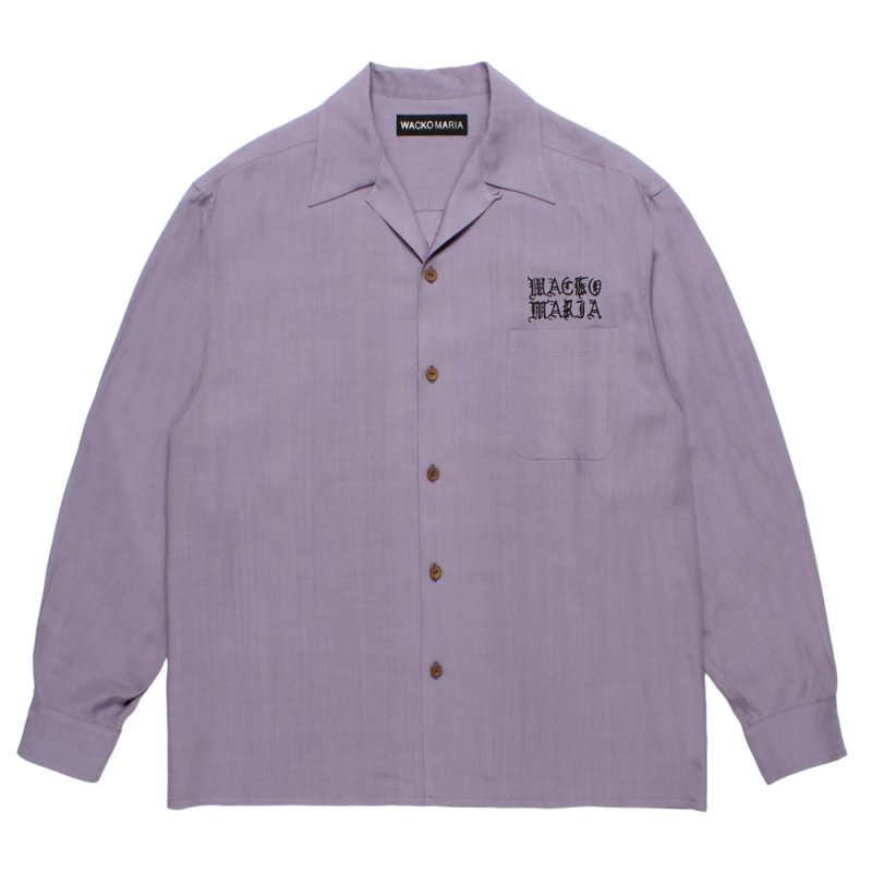 画像1: WACKO MARIA/50'S OPEN COLLAR SHIRT（PURPLE）［50'Sオープンカラーシャツ-26秋冬］