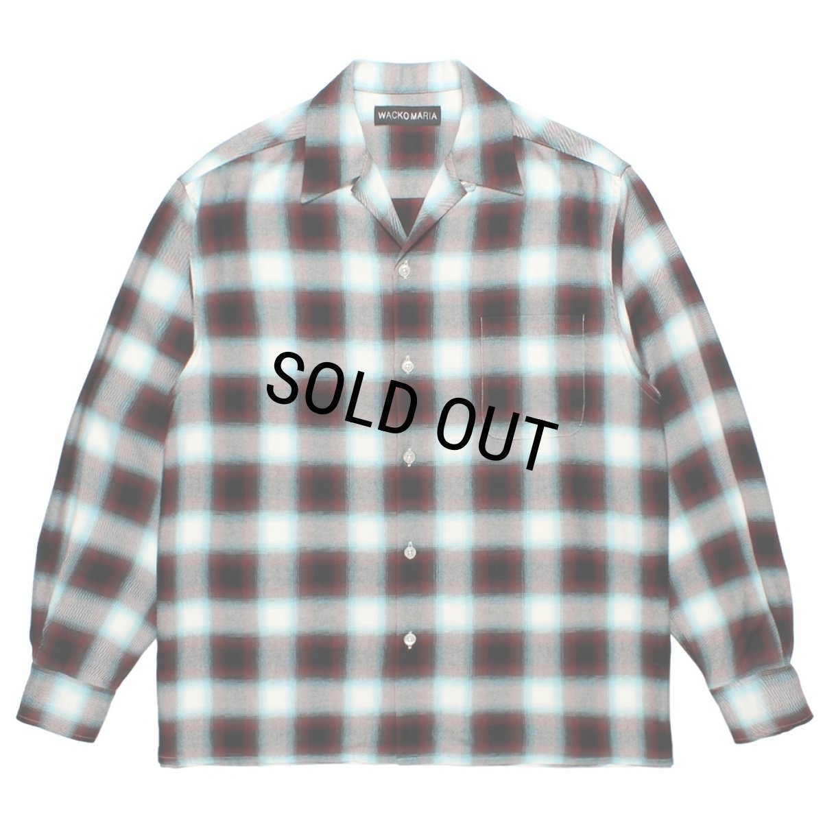 画像1: WACKO MARIA/OMBRE CHECK OPEN COLLAR SHIRT（MINT）［オンブレチェックオープンカラーシャツ-26秋冬］ (1)