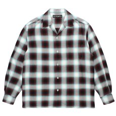 画像1: WACKO MARIA/OMBRE CHECK OPEN COLLAR SHIRT（MINT）［オンブレチェックオープンカラーシャツ-26秋冬］ (1)