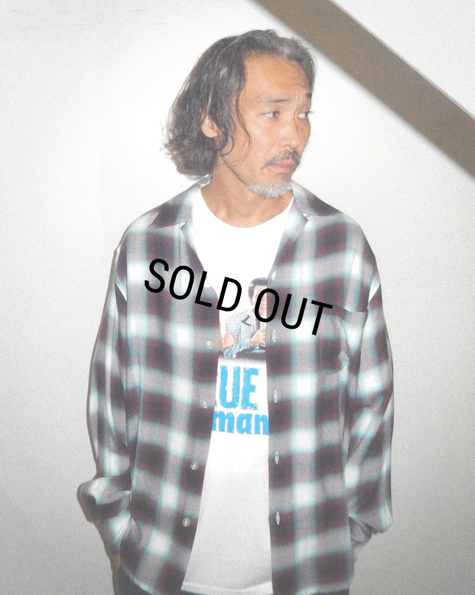 画像4: WACKO MARIA/OMBRE CHECK OPEN COLLAR SHIRT（MINT）［オンブレチェックオープンカラーシャツ-26秋冬］ (4)