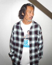 画像4: WACKO MARIA/OMBRE CHECK OPEN COLLAR SHIRT（MINT）［オンブレチェックオープンカラーシャツ-26秋冬］ (4)