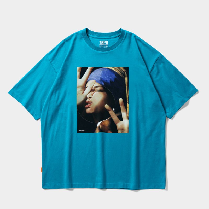 画像1: TIGHTBOOTH/DISTORTION S/S T-SHIRT（Aquamarine）［ディストーションT-26秋冬］