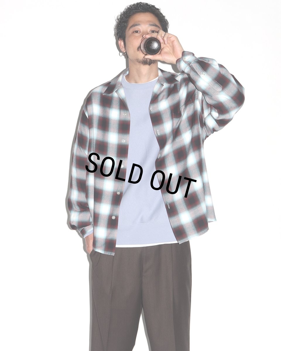 画像3: WACKO MARIA/OMBRE CHECK OPEN COLLAR SHIRT（MINT）［オンブレチェックオープンカラーシャツ-26秋冬］ (3)