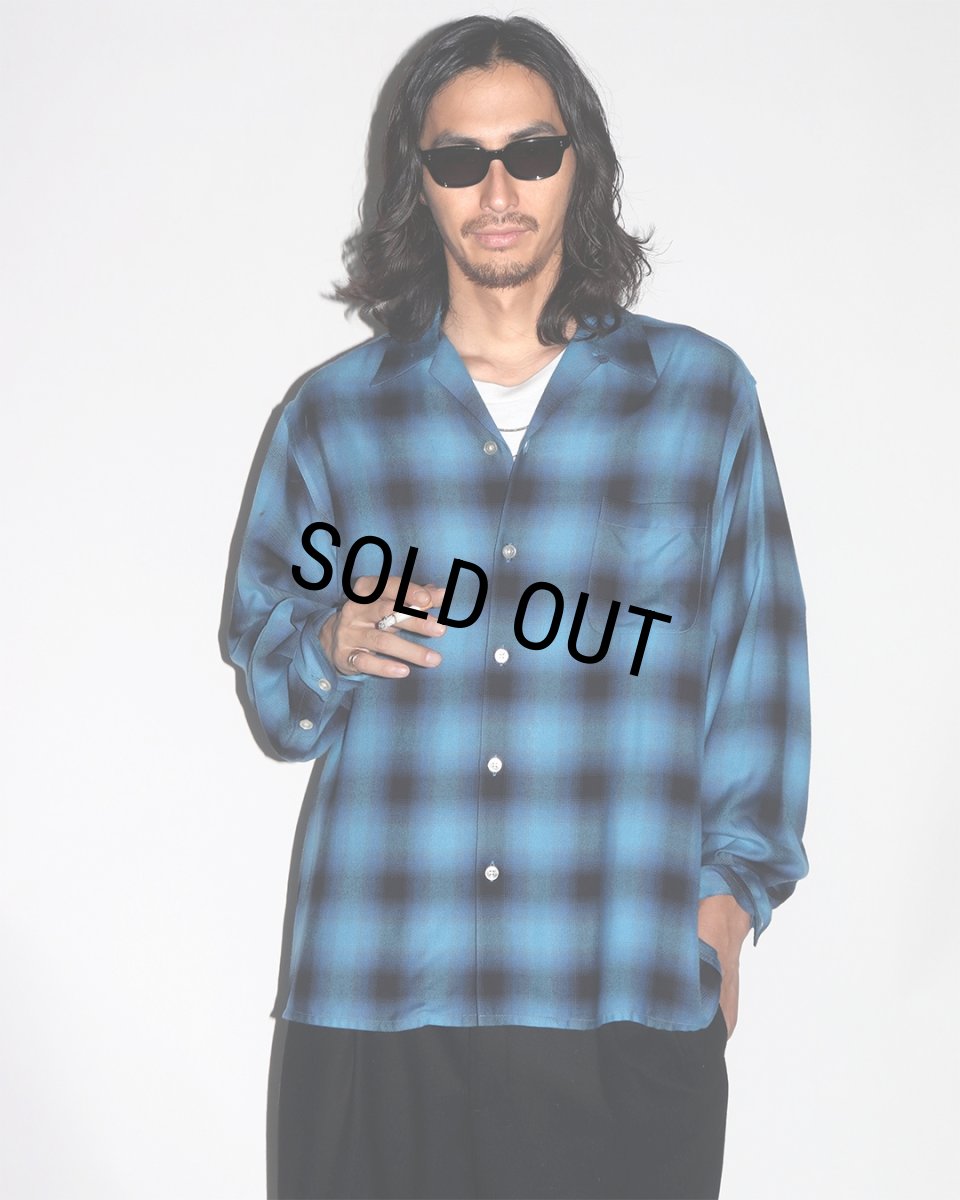 画像3: WACKO MARIA/OMBRE CHECK OPEN COLLAR SHIRT（BLUE）［オンブレチェックオープンカラーシャツ-26秋冬］ (3)