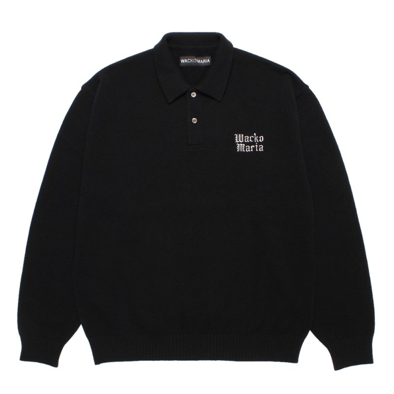 画像1: WACKO MARIA/WOOL KNIT POLO SHIRT（BLACK）［ウールニットポロシャツ-26秋冬］