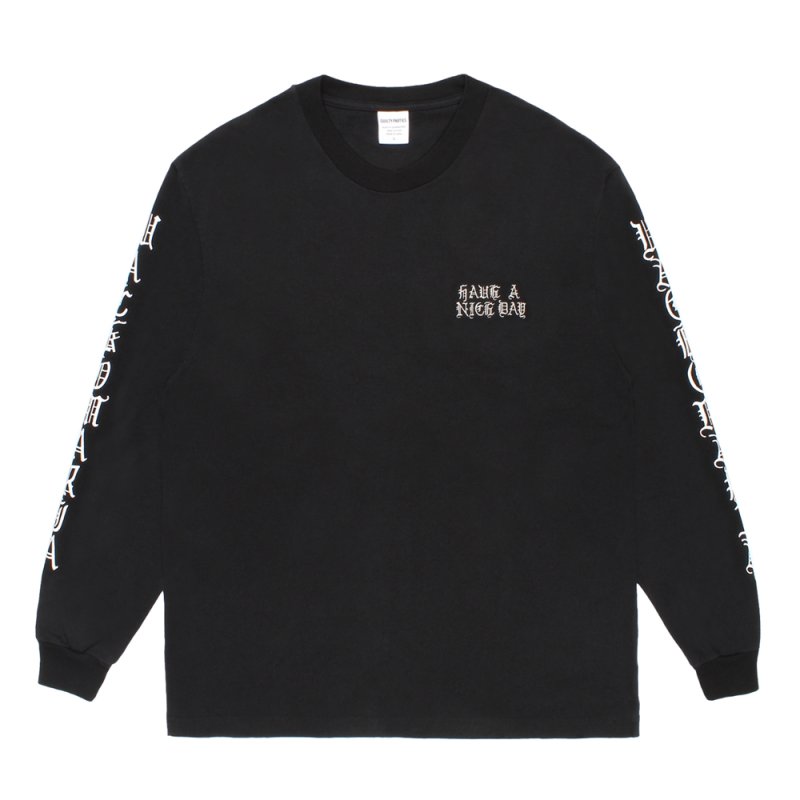 画像1: WACKO MARIA/WASHED HEAVY WEIGHT LONG SLEEVE T-SHIRT（BLACK）［刺繍+プリント長袖T-26秋冬］