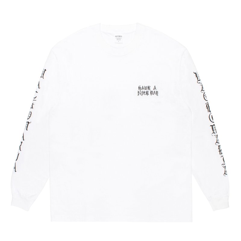 画像1: WACKO MARIA/WASHED HEAVY WEIGHT LONG SLEEVE T-SHIRT（WHITE）［刺繍+プリント長袖T-26秋冬］