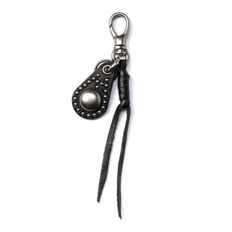 画像1: CALEE/STUDS LEATHER CHARM KEY RING（BLACK）［スタッズレザーチャームキーリング-26秋冬］