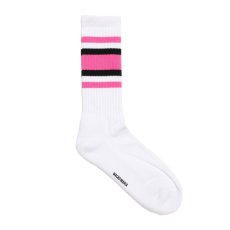 画像1: WACKO MARIA/SPORTS SOCKS（WHITE/PINK）［スポーツソックス-26秋冬］ (1)