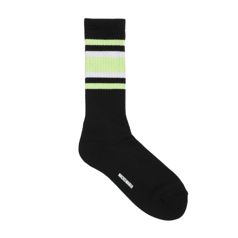 画像1: WACKO MARIA/SPORTS SOCKS（BLACK/GREEN）［スポーツソックス-26秋冬］