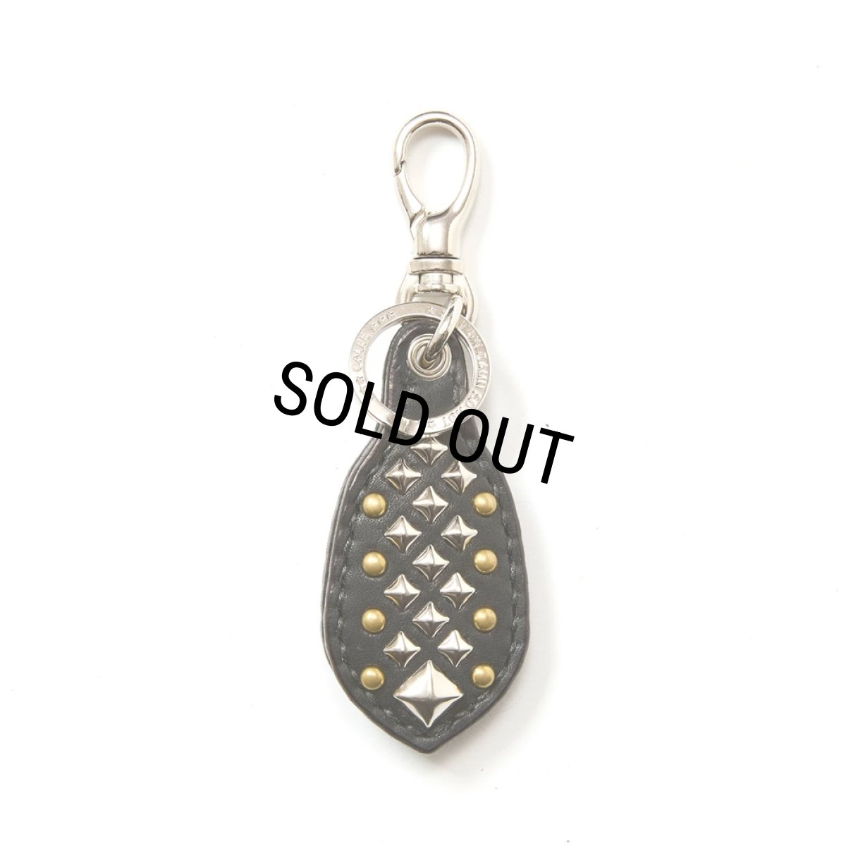 画像1: CALEE/STUDS LEATHER RUGGED KEY RING（BLACK）［スタッズレザーラゲッドキーリング-26秋冬］ (1)