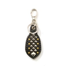 画像1: CALEE/STUDS LEATHER RUGGED KEY RING（BLACK）［スタッズレザーラゲッドキーリング-26秋冬］ (1)
