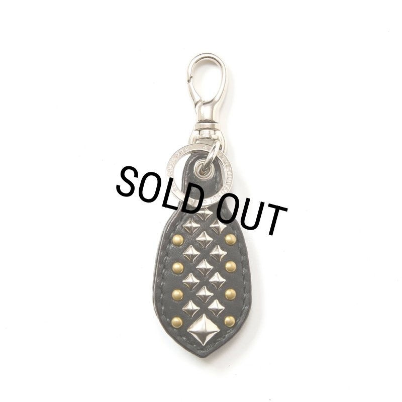 CALEE キーリング CALEE/STUDS LEATHER RUGGED KEY RING（BLACK）［スタッズレザーラ