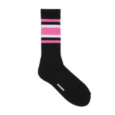 画像1: WACKO MARIA/SPORTS SOCKS（BLACK/PINK）［スポーツソックス-26秋冬］ (1)